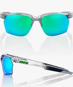 100% SPORTCOUPE - Polished Translucent Crystal Grey - Green Multilayer Mirror Lens