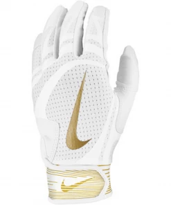 Nike Youth Alpha Huarache Edge Batting Glove White/Gold