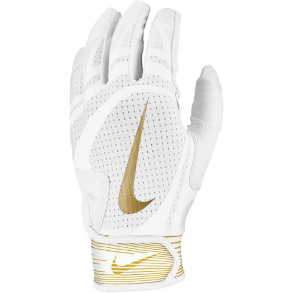 Nike Youth Alpha Huarache Edge Batting Glove White/Gold 3 Nike Youth Alpha Huarache Edge Batting Glove White/Gold