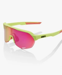 100% S2 - Matte Washed Out Neon Yellow - Purple Multilayer Mirror Lens