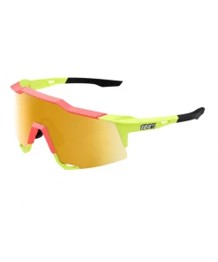 100% SPEEDCRAFT - Matte Washed Out Neon Yellow - Flash Gold Mirror Lens