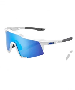100% SPEEDCRAFT - Matte White - HiPER Blue Multilayer Mirror Lens