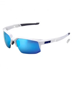 100% SPEEDCOUPE - Matte White - HiPER Blue Multilayer Mirror Lens
