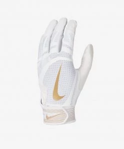 Nike Alpha Huarache Edge Batting Glove White/Gold 7 Nike Alpha Huarache Edge Batting Glove White/Gold