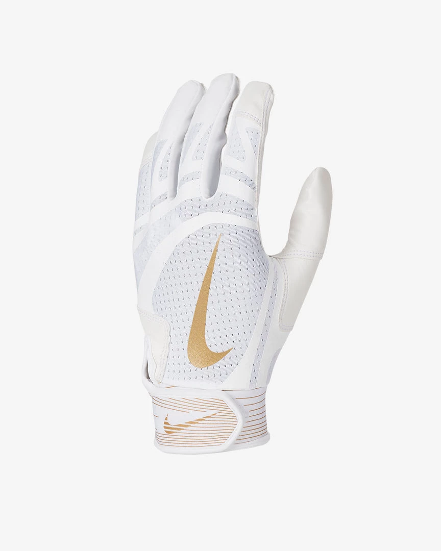Nike Alpha Huarache Edge Batting Glove White/Gold 5 Nike Alpha Huarache Edge Batting Glove White/Gold